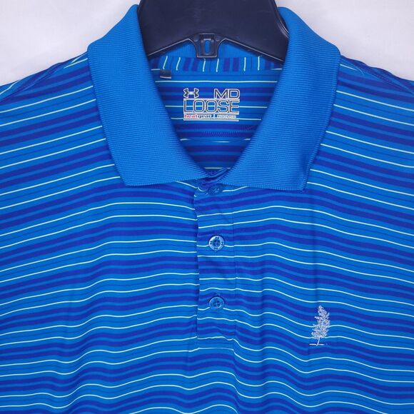 Under Armour Other - Under Armour Polo Shirt Mens Medium Striped Blue HeatGear Loose
